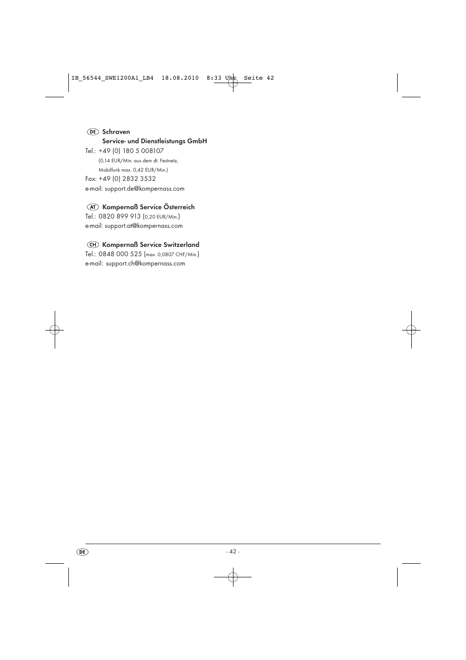 Silvercrest SWE 1200 A1 User Manual | Page 44 / 44