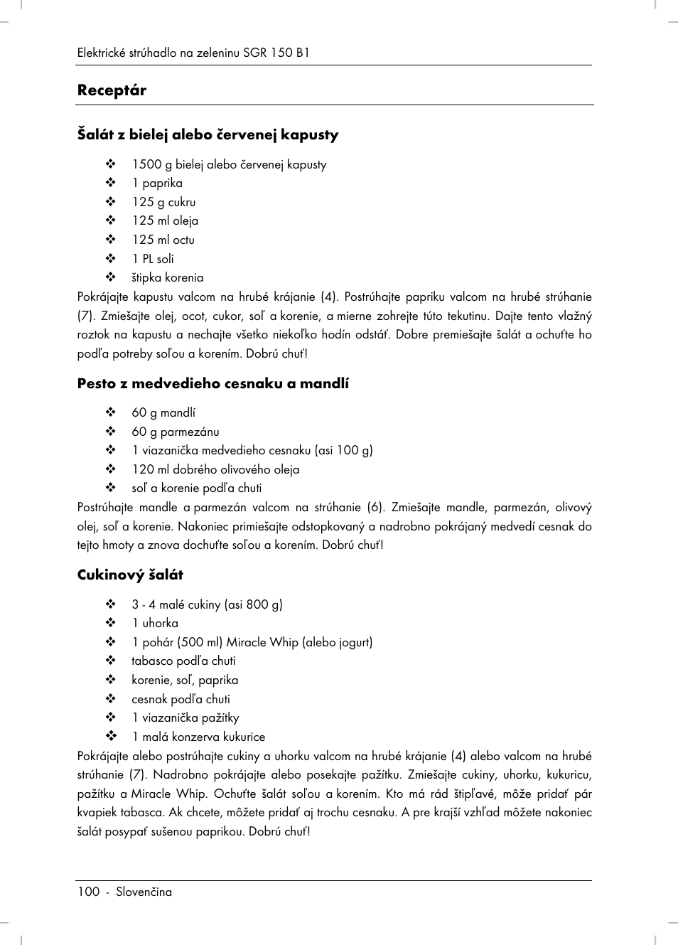 Receptár | Silvercrest SGR 150 B1 User Manual | Page 102 / 122