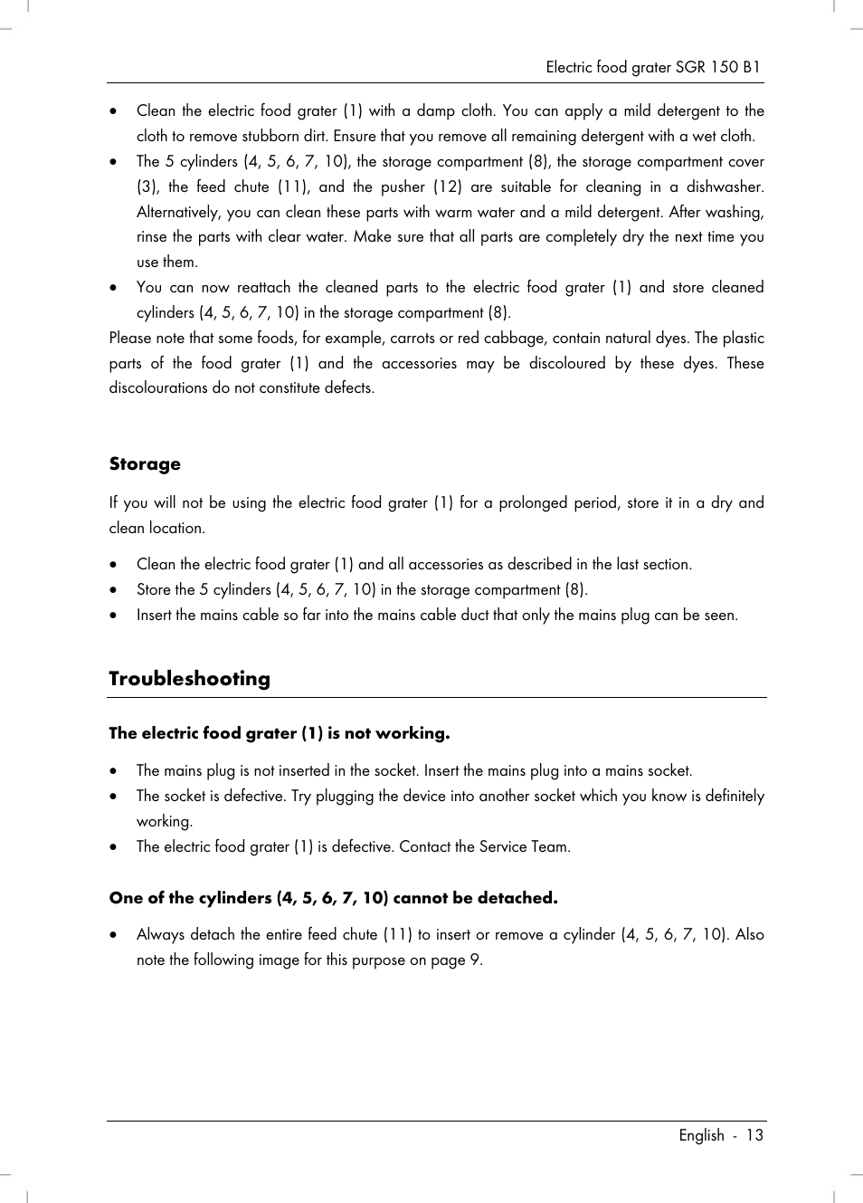 Troubleshooting | Silvercrest SGR 150 B1 User Manual | Page 15 / 122