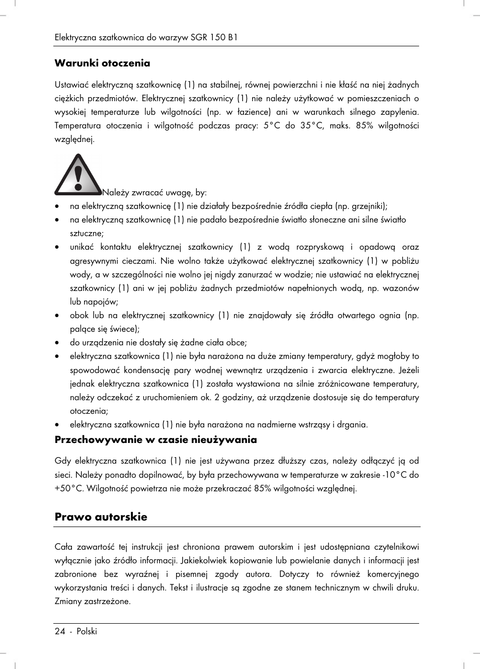 Prawo autorskie | Silvercrest SGR 150 B1 User Manual | Page 26 / 122