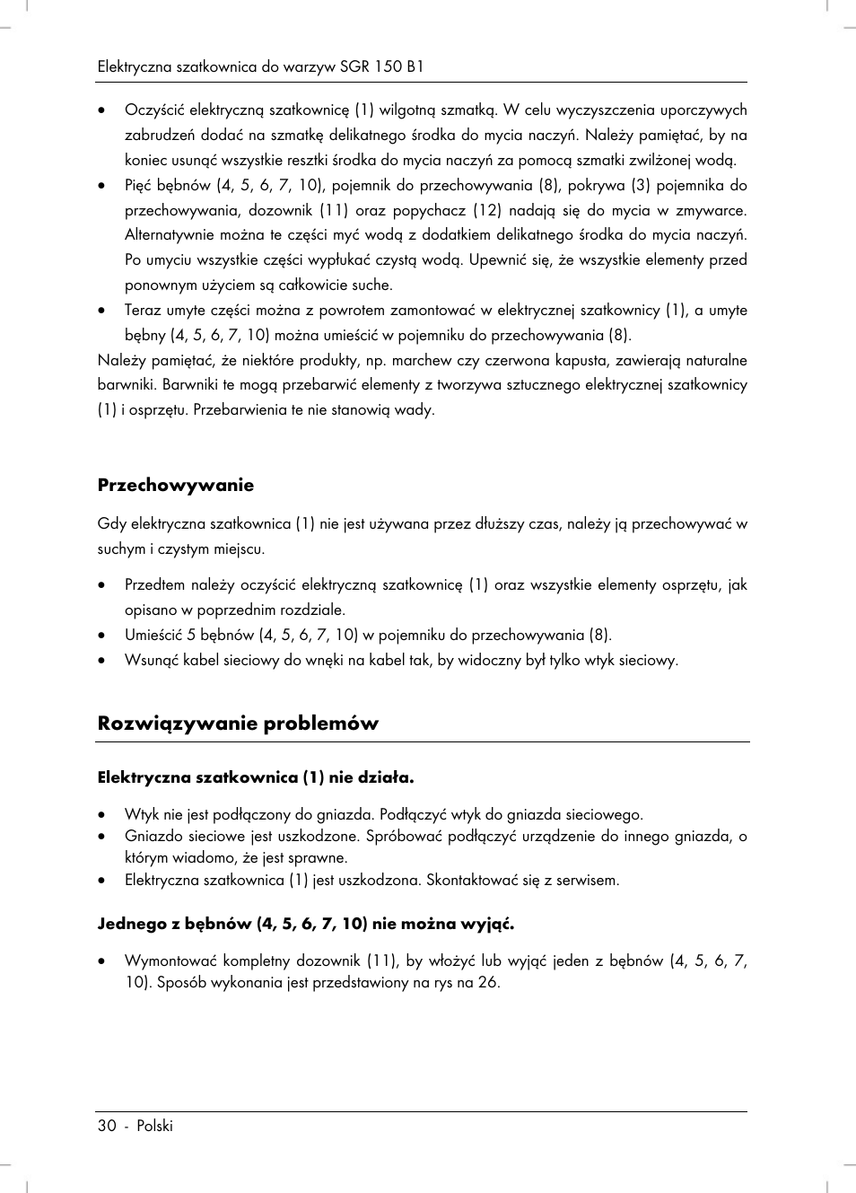 Rozwiązywanie problemów | Silvercrest SGR 150 B1 User Manual | Page 32 / 122