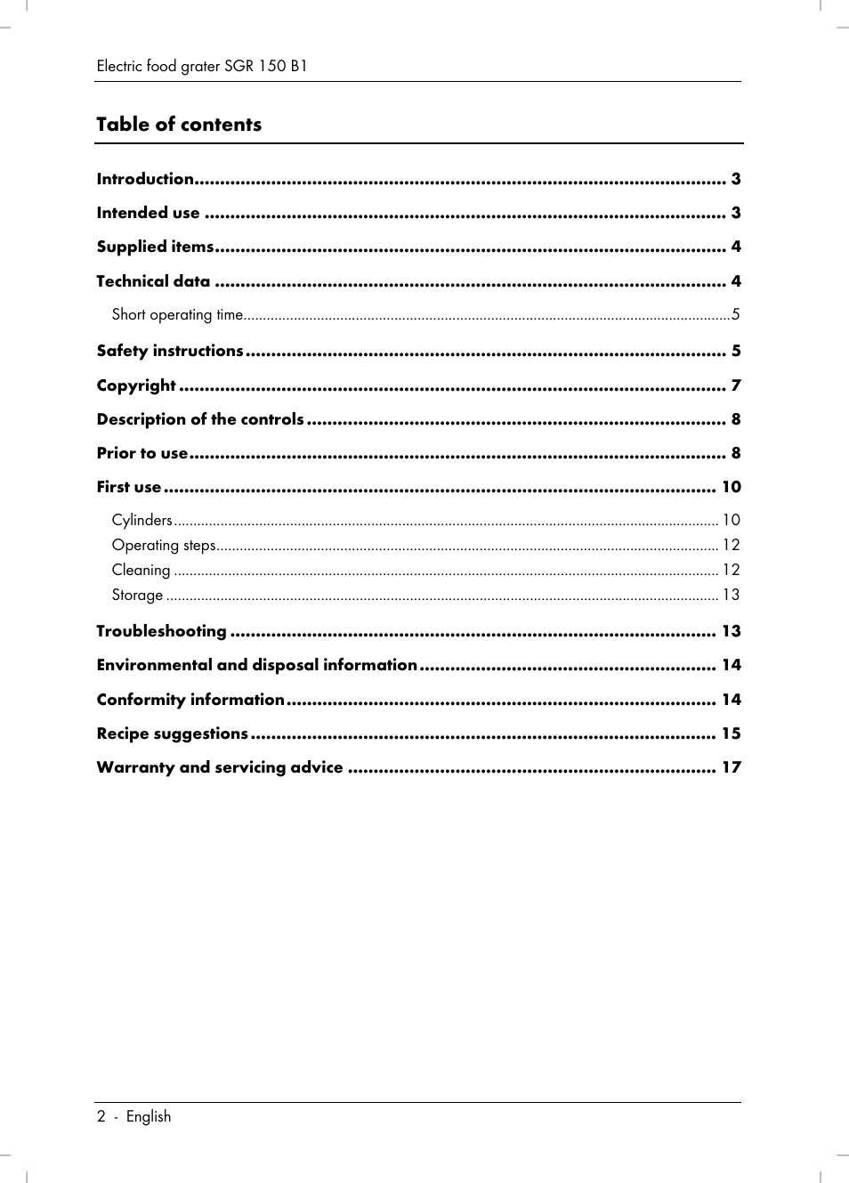 Silvercrest SGR 150 B1 User Manual | Page 4 / 122