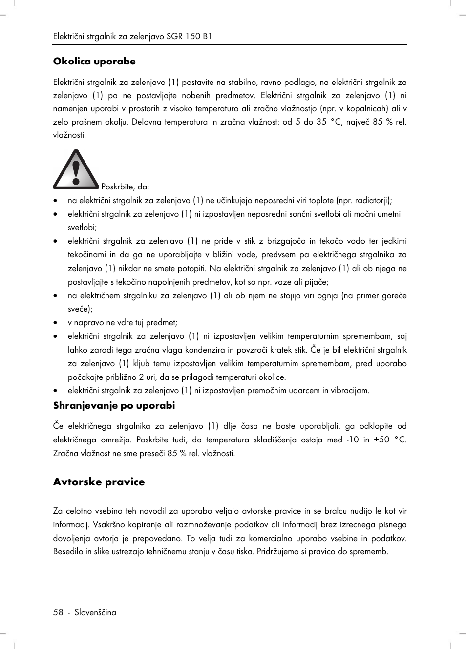 Avtorske pravice | Silvercrest SGR 150 B1 User Manual | Page 60 / 122