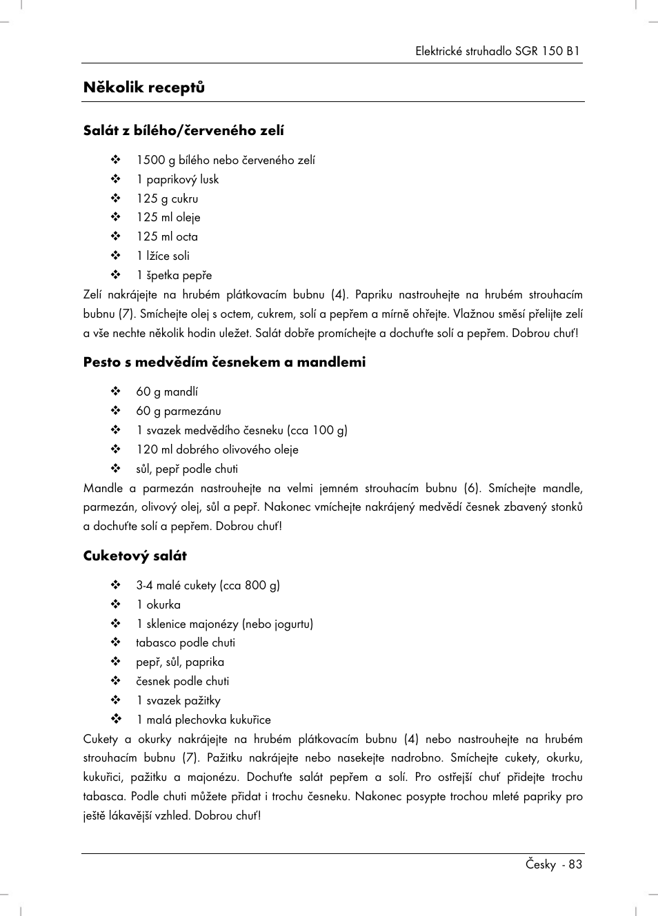 Několik receptů | Silvercrest SGR 150 B1 User Manual | Page 85 / 122