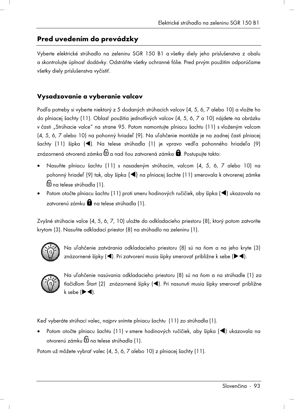 Pred uvedením do prevádzky | Silvercrest SGR 150 B1 User Manual | Page 95 / 122