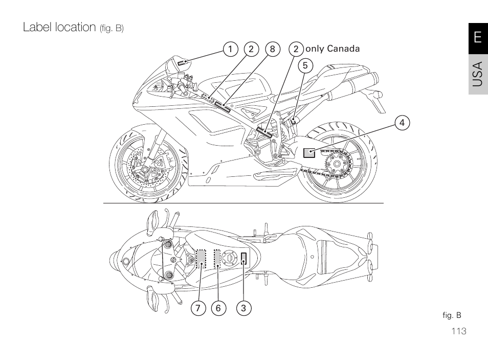 Label location | Ducati 848 User Manual | Page 114 / 122
