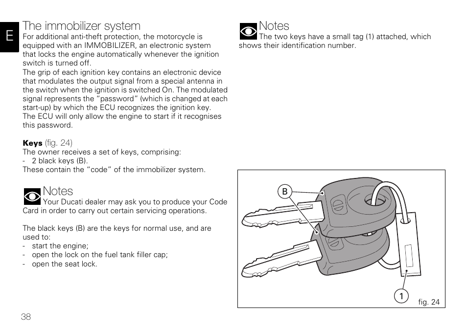 The immobilizer system | Ducati 848 User Manual | Page 39 / 122