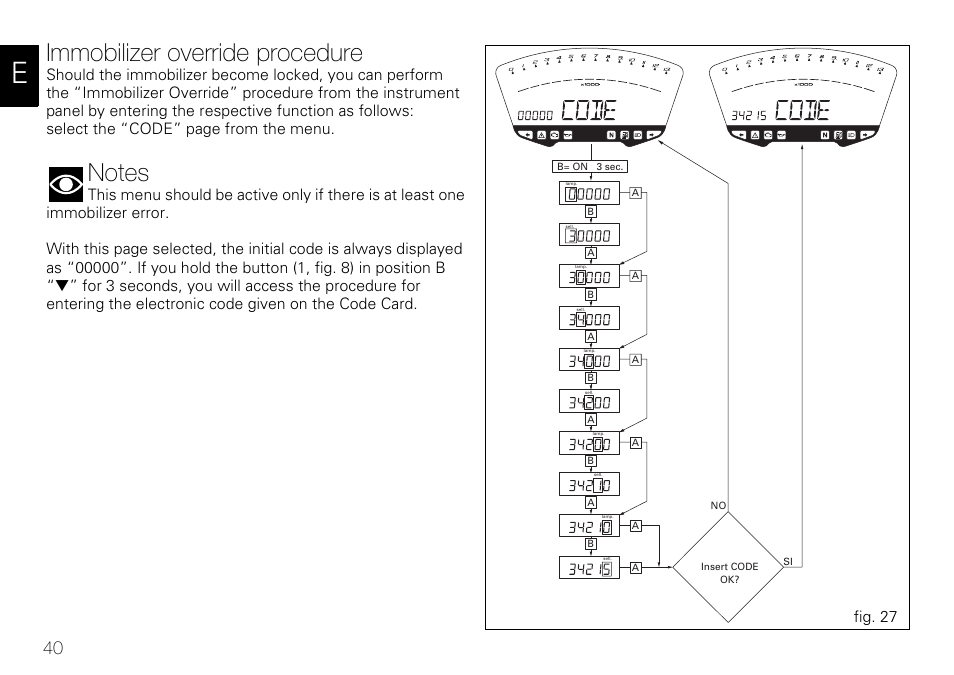 Immobilizer override procedure, Fig. 27 | Ducati 848 User Manual | Page 41 / 122