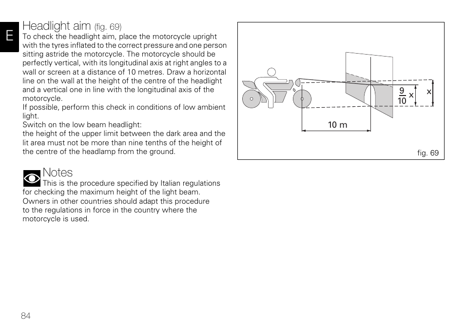 Headlight aim | Ducati 848 User Manual | Page 85 / 122