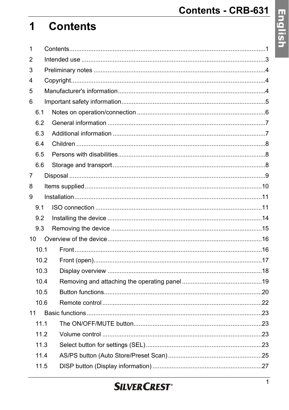 Silvercrest CRB-631 User Manual | 44 pages