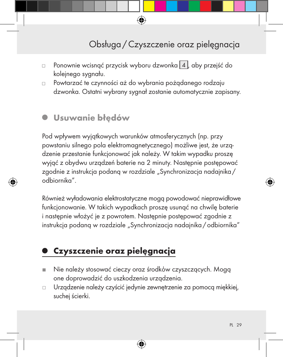 Obsługa / czyszczenie oraz pielęgnacja, Usuwanie błędów, Czyszczenie oraz pielęgnacja | Silvercrest Z31370A Z31370B User Manual | Page 29 / 83