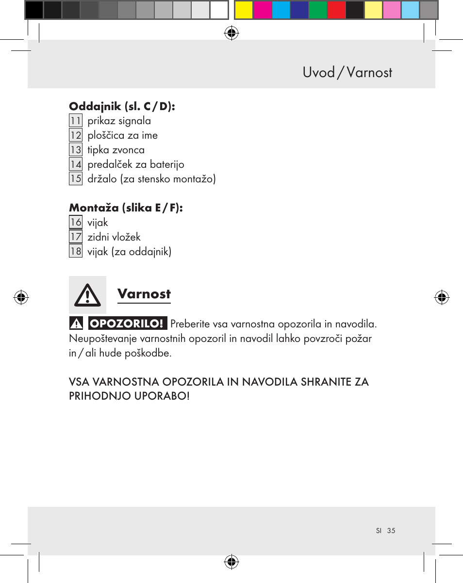 Uvod / varnost, Varnost | Silvercrest Z31370A Z31370B User Manual | Page 35 / 83