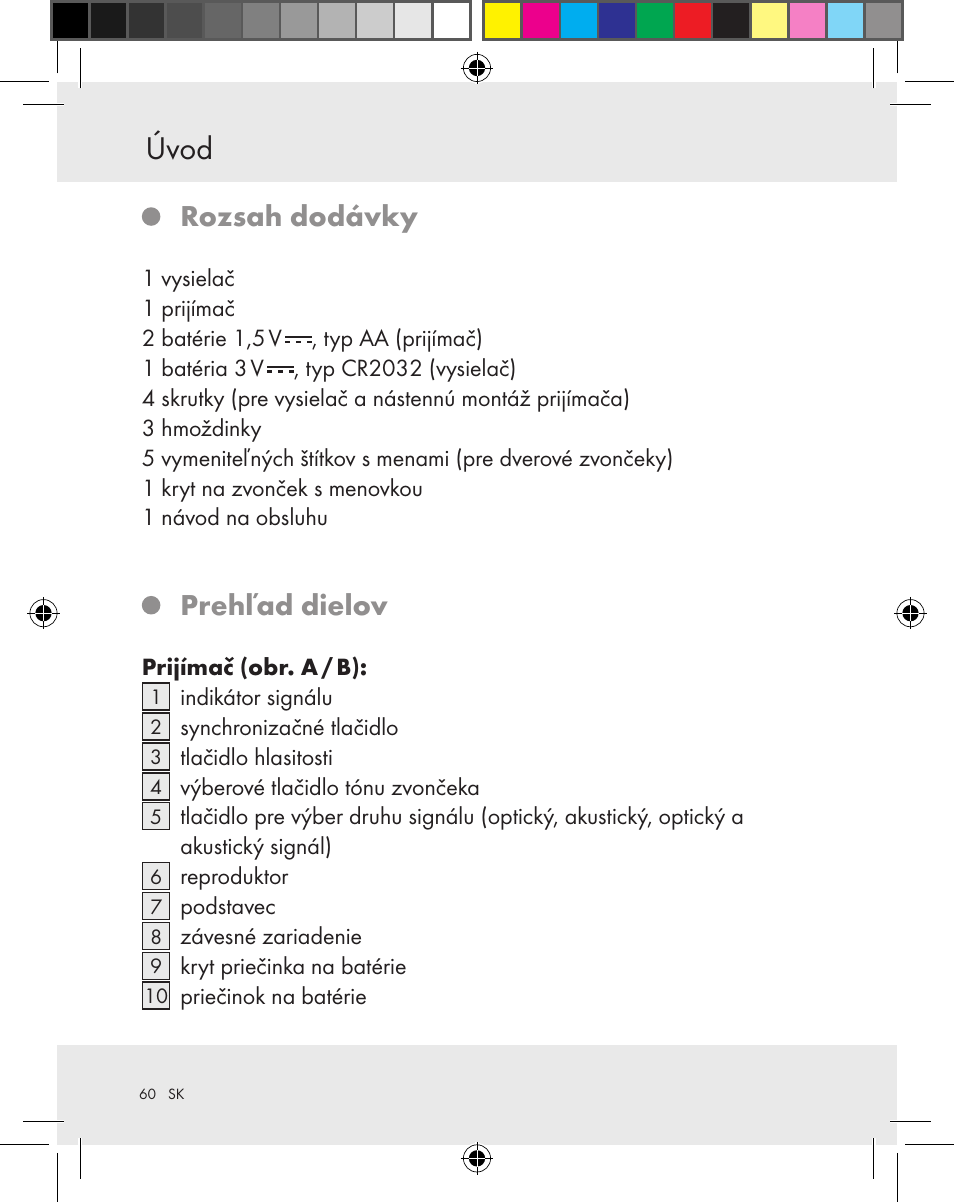 Úvod, Rozsah dodávky, Prehľad dielov | Silvercrest Z31370A Z31370B User Manual | Page 60 / 83