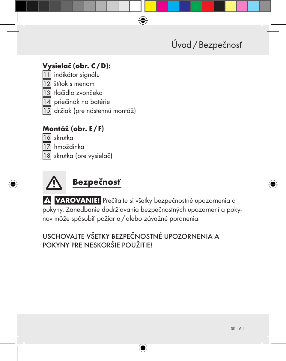 Úvod / bezpečnosť, Bezpečnosť | Silvercrest Z31370A Z31370B User Manual | Page 61 / 83