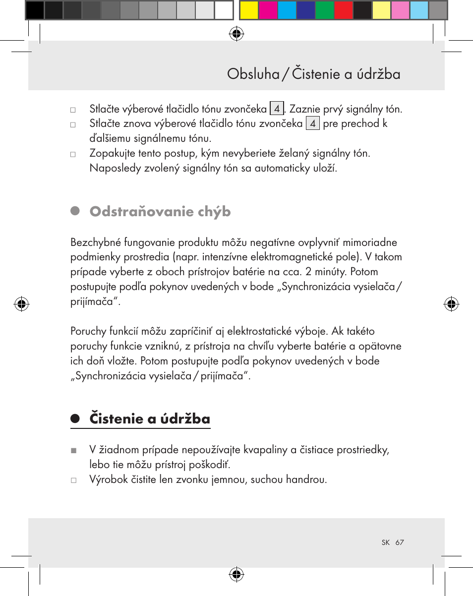 Obsluha / čistenie a údržba, Odstraňovanie chýb, Čistenie a údržba | Silvercrest Z31370A Z31370B User Manual | Page 67 / 83