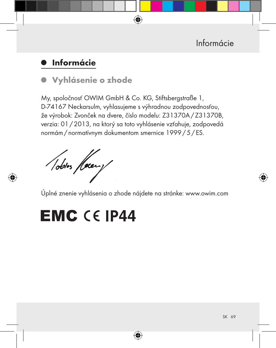 Informácie | Silvercrest Z31370A Z31370B User Manual | Page 69 / 83