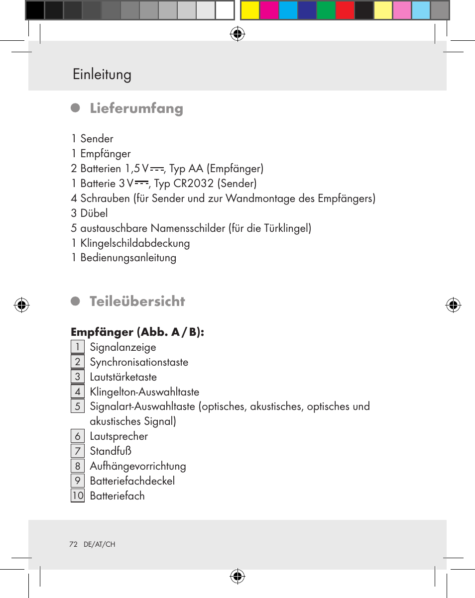 Einleitung, Lieferumfang, Teileübersicht | Silvercrest Z31370A Z31370B User Manual | Page 72 / 83