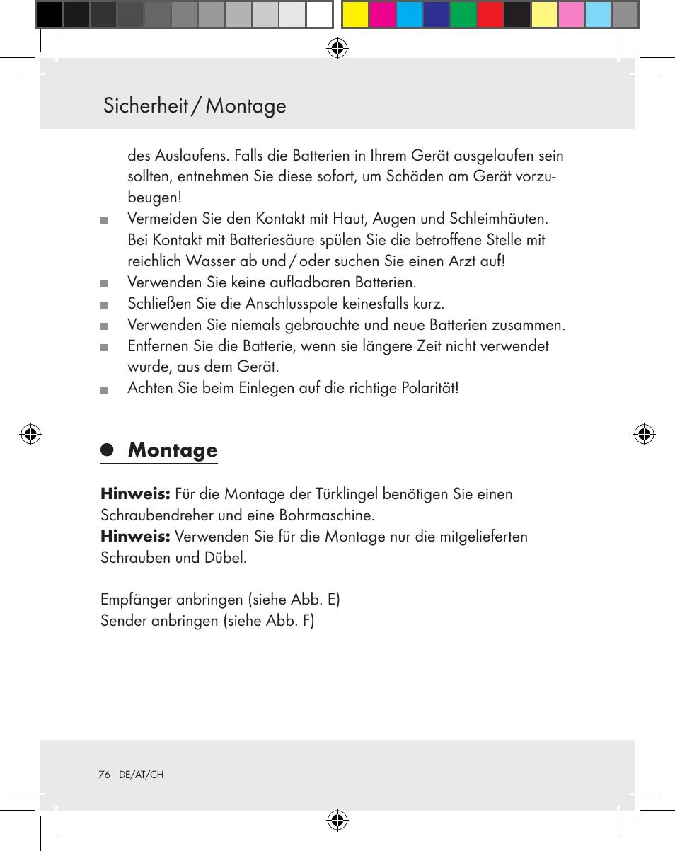 Sicherheit / montage, Montage | Silvercrest Z31370A Z31370B User Manual | Page 76 / 83