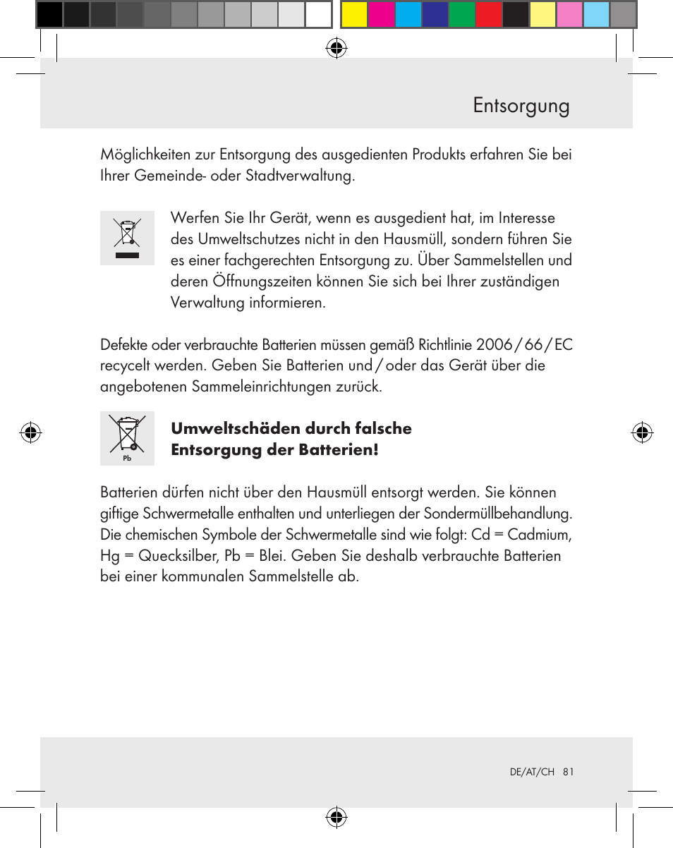 Entsorgung | Silvercrest Z31370A Z31370B User Manual | Page 81 / 83