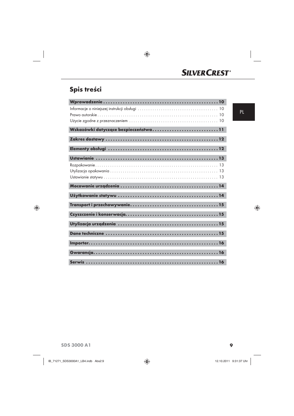 Silvercrest SDS 3000 A1 User Manual | Page 11 / 60