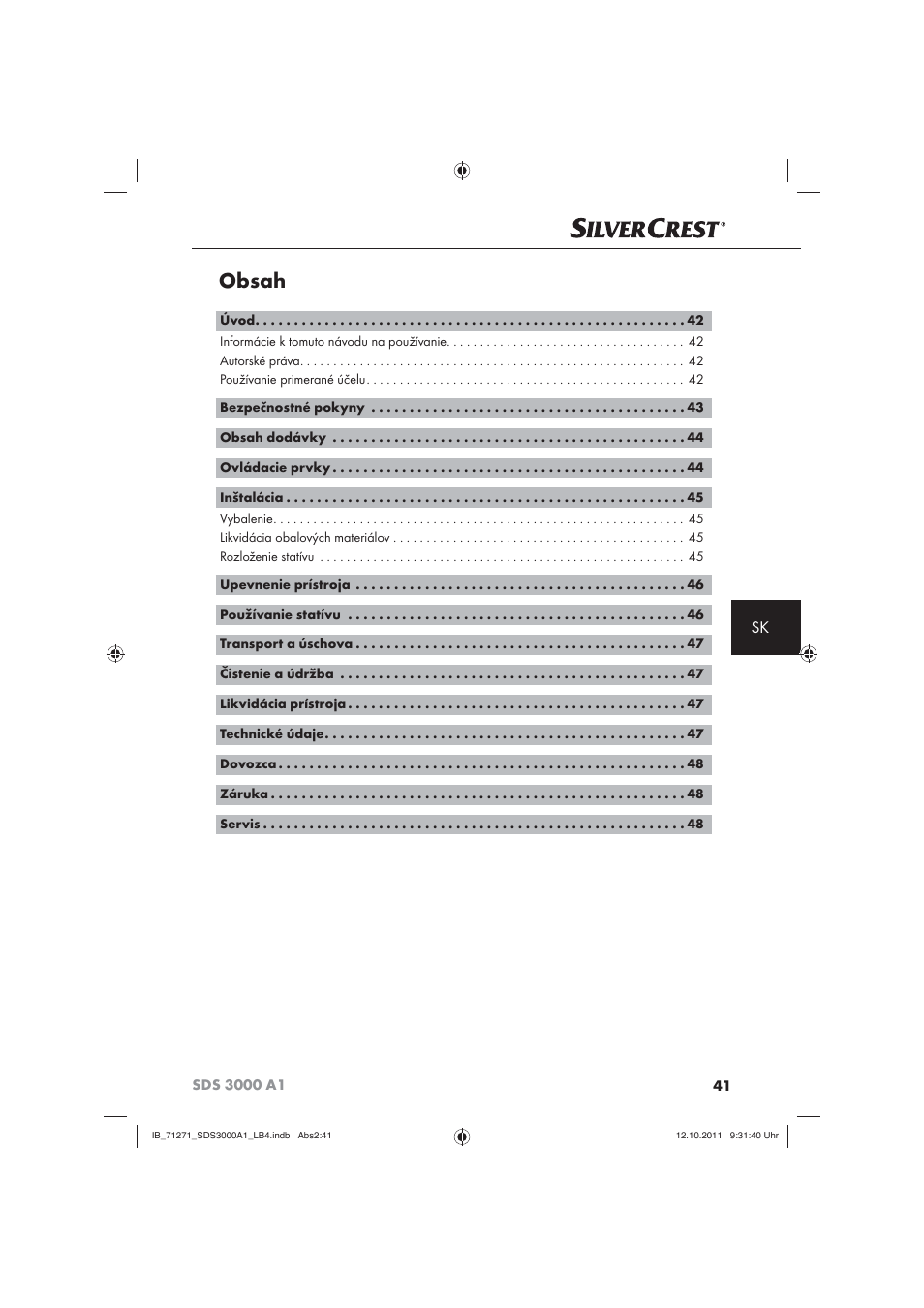 Silvercrest SDS 3000 A1 User Manual | Page 43 / 60