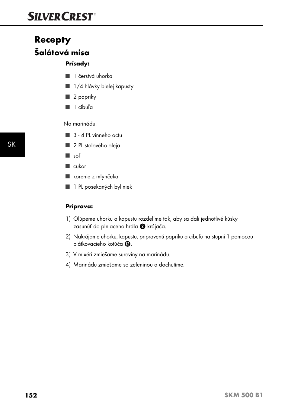 Recepty, Šalátová misa | Silvercrest SKM 500 B1 User Manual | Page 155 / 193