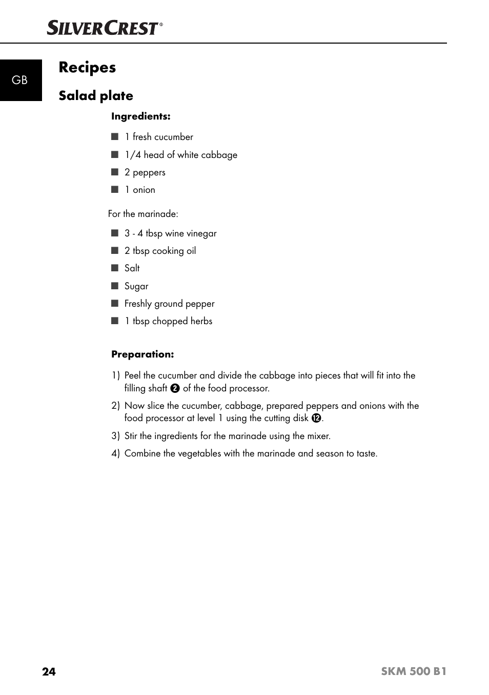 Recipes, Salad plate | Silvercrest SKM 500 B1 User Manual | Page 27 / 193