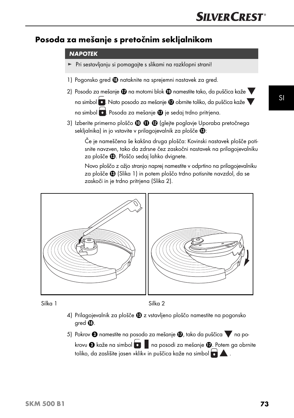 Posoda za mešanje s pretočnim sekljalnikom | Silvercrest SKM 500 B1 User Manual | Page 76 / 193