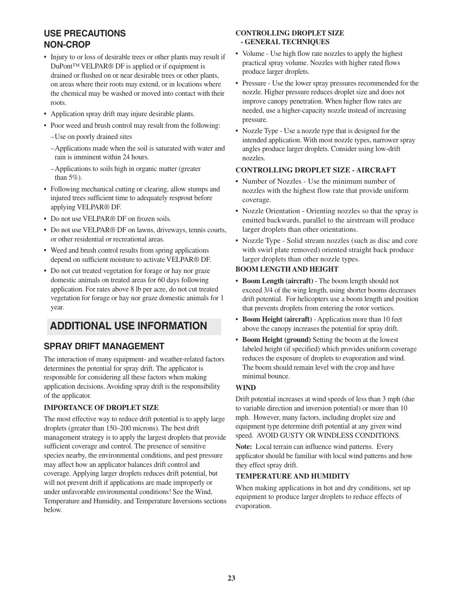 Additional use information | DuPont Authentication Velpar H - 65190 User Manual | Page 25 / 27