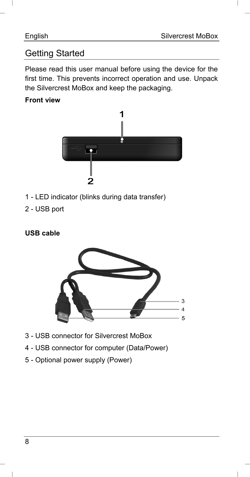 Getting started | Silvercrest MoBox 500 User Manual | Page 10 / 44