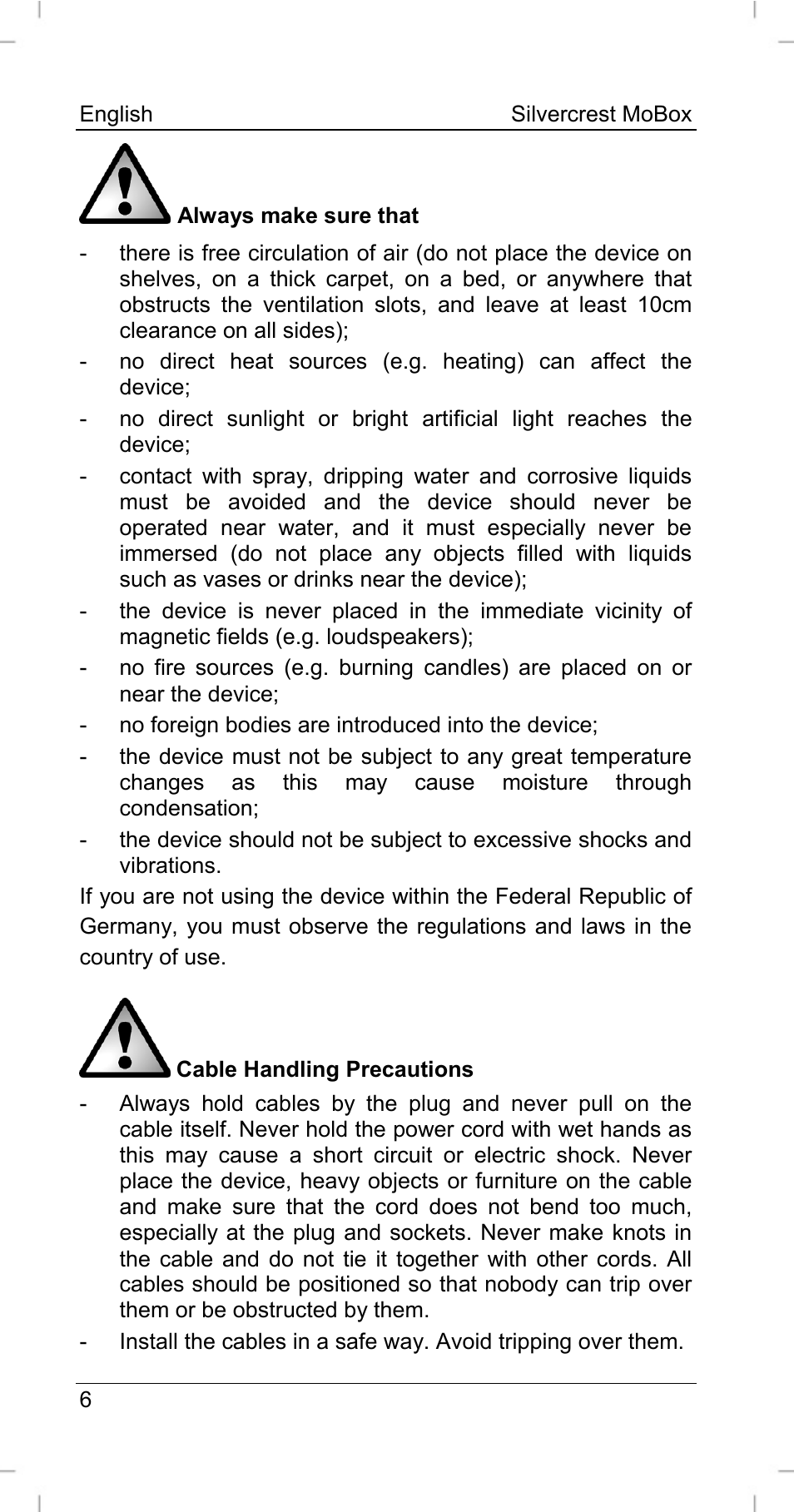 Silvercrest MoBox 500 User Manual | Page 8 / 44