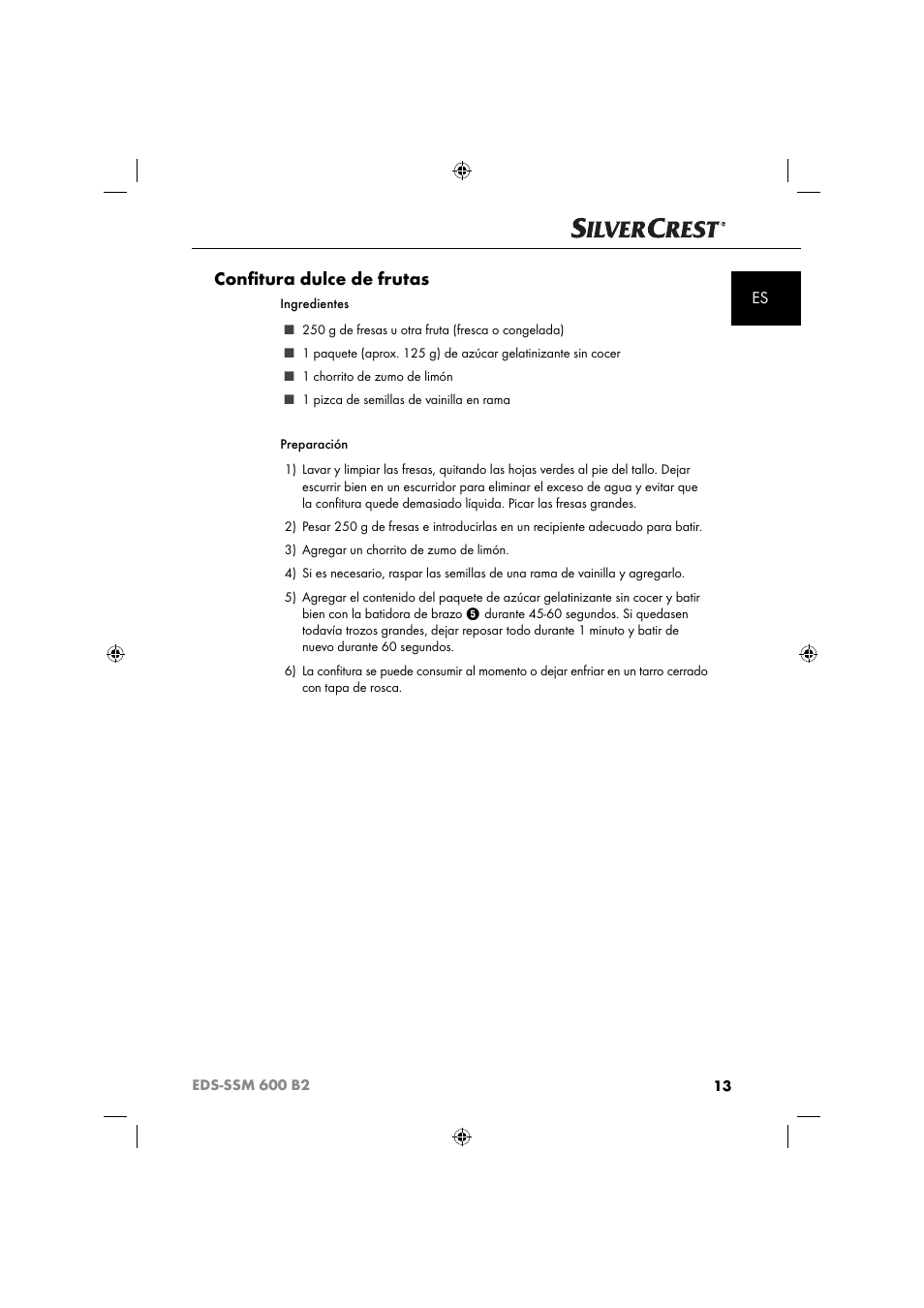 Conﬁ tura dulce de frutas | Silvercrest EDS-SSM 600 B2 User Manual | Page 15 / 58