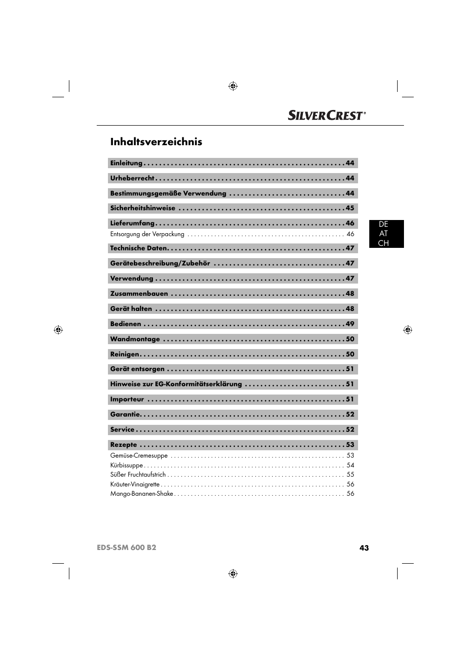 Silvercrest EDS-SSM 600 B2 User Manual | Page 45 / 58