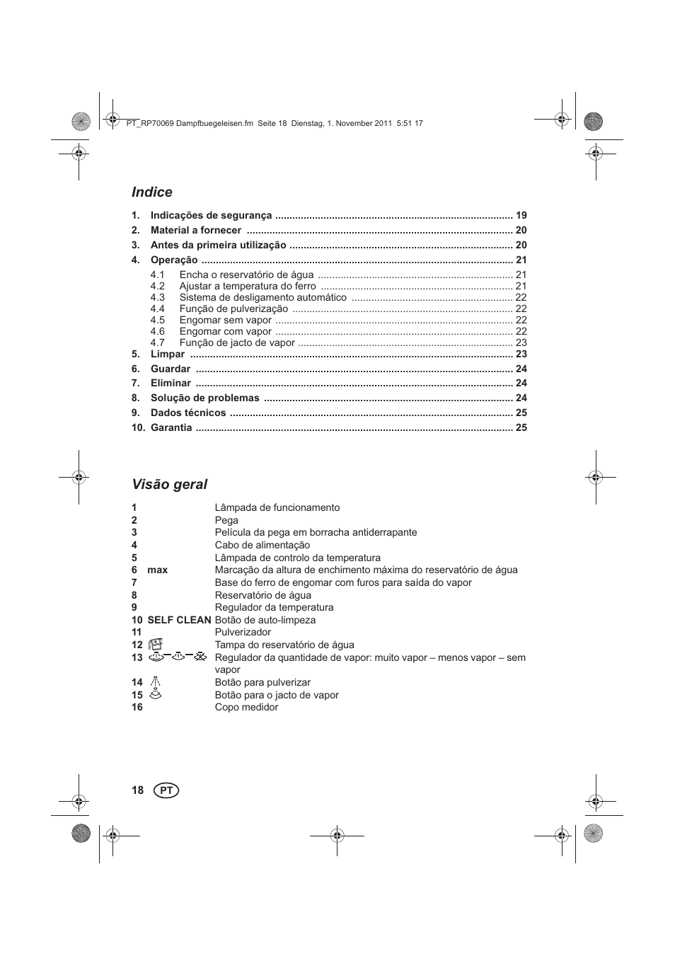 Indice, Visão geral | Silvercrest SDB 2200 B1 User Manual | Page 20 / 46