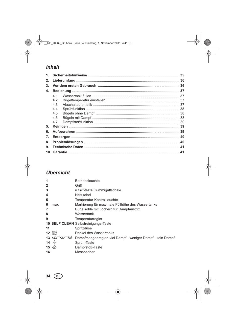 Inhalt, Übersicht | Silvercrest SDB 2200 B1 User Manual | Page 36 / 46