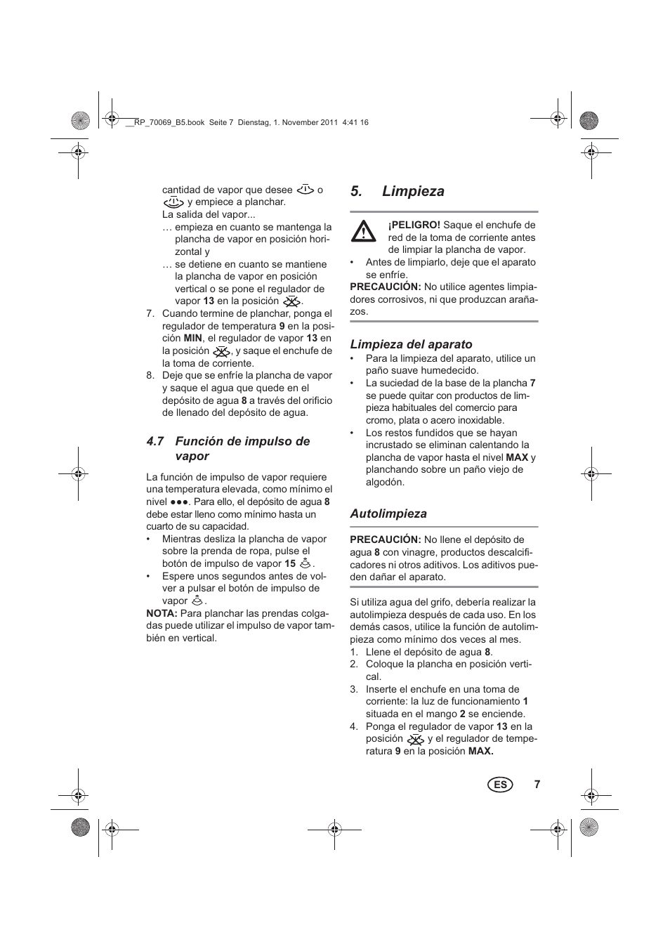 Limpieza | Silvercrest SDB 2200 B1 User Manual | Page 9 / 46