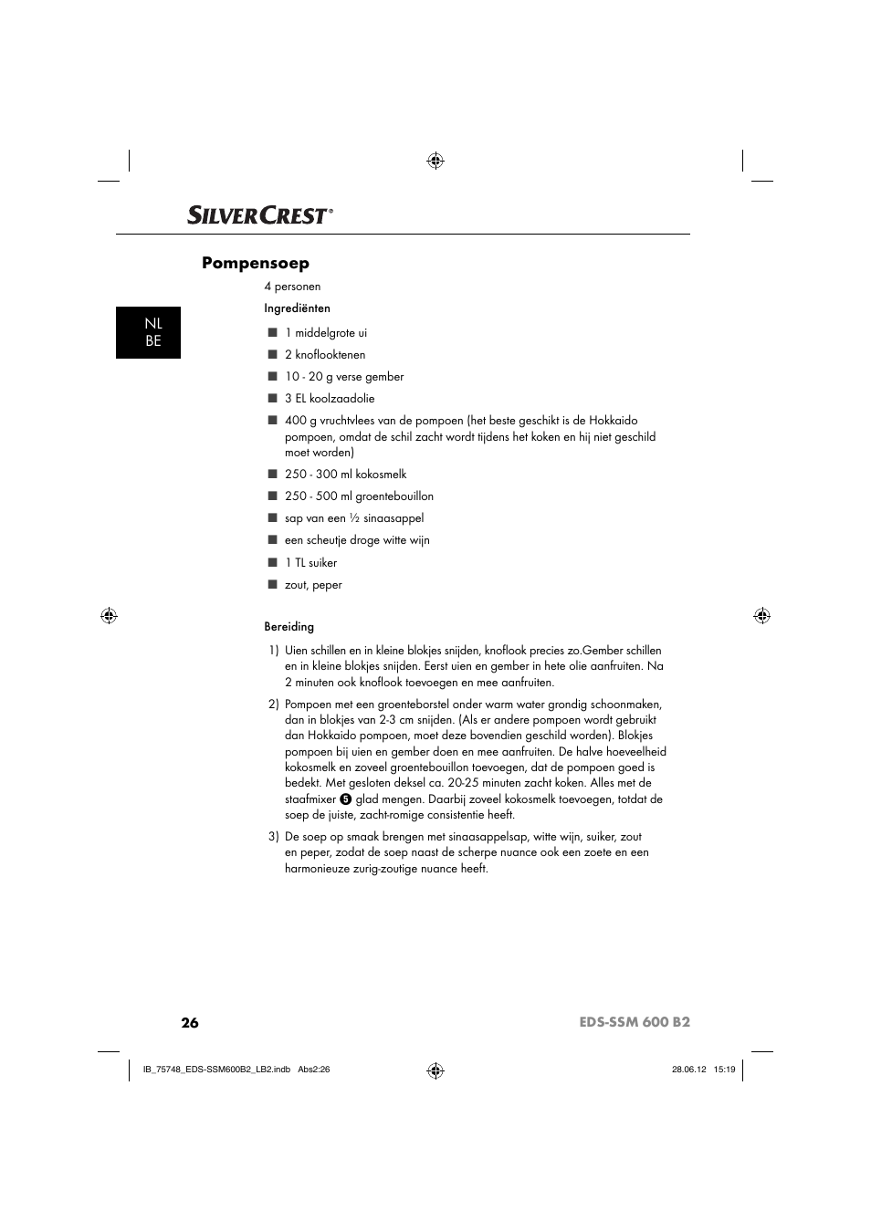Pompensoep, Nl be | Silvercrest EDS-SSM 600 B2 User Manual | Page 28 / 58