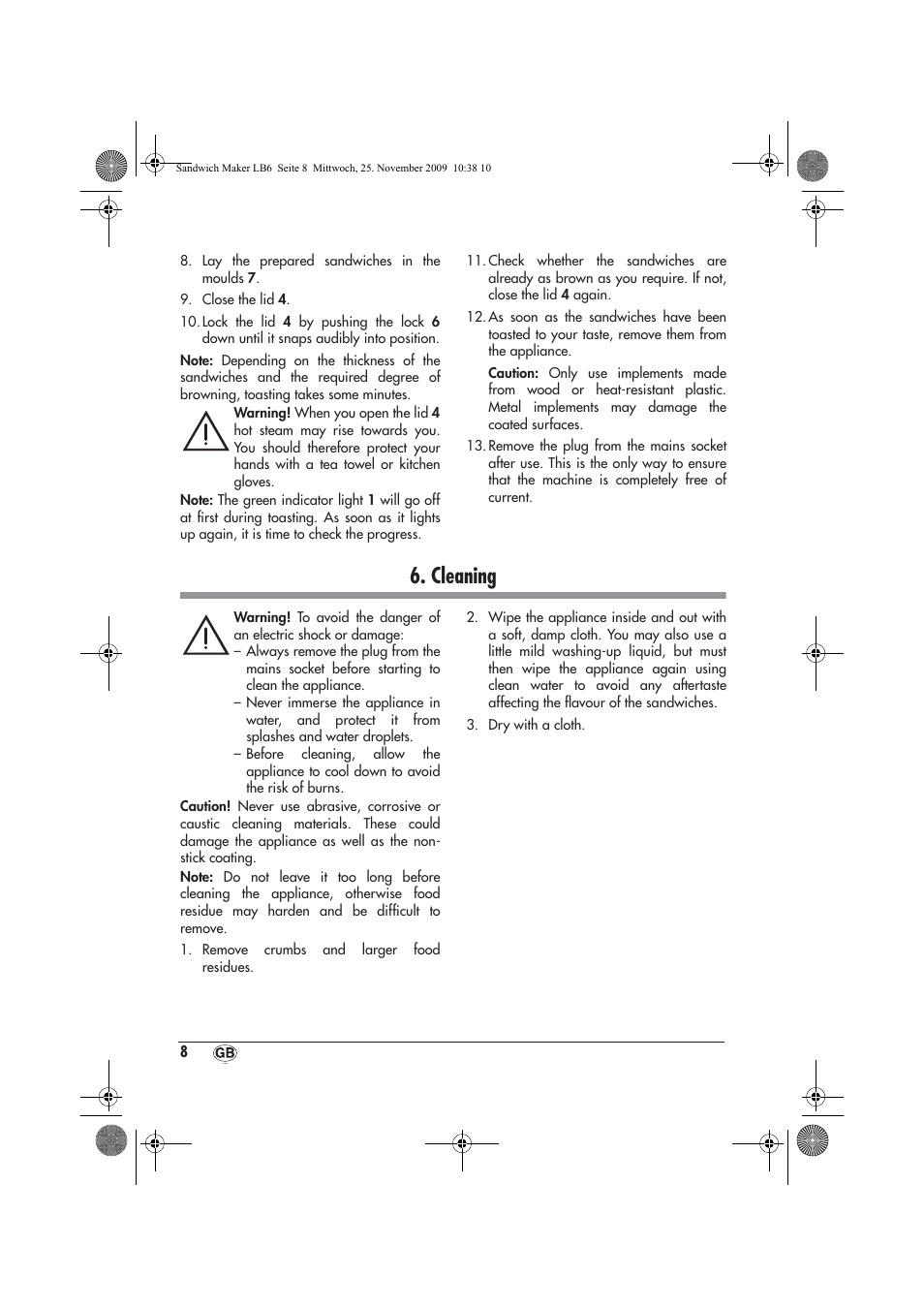 Cleaning | Silvercrest H-3265 User Manual | Page 10 / 14