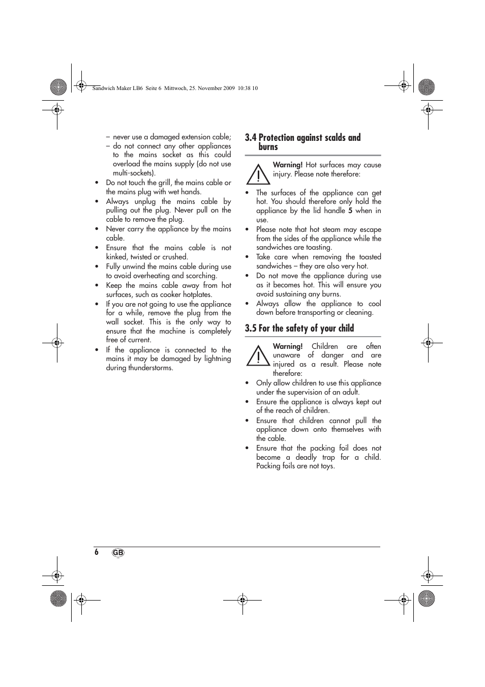 4 protection against scalds and burns, 5 for the safety of your child | Silvercrest H-3265 User Manual | Page 8 / 14