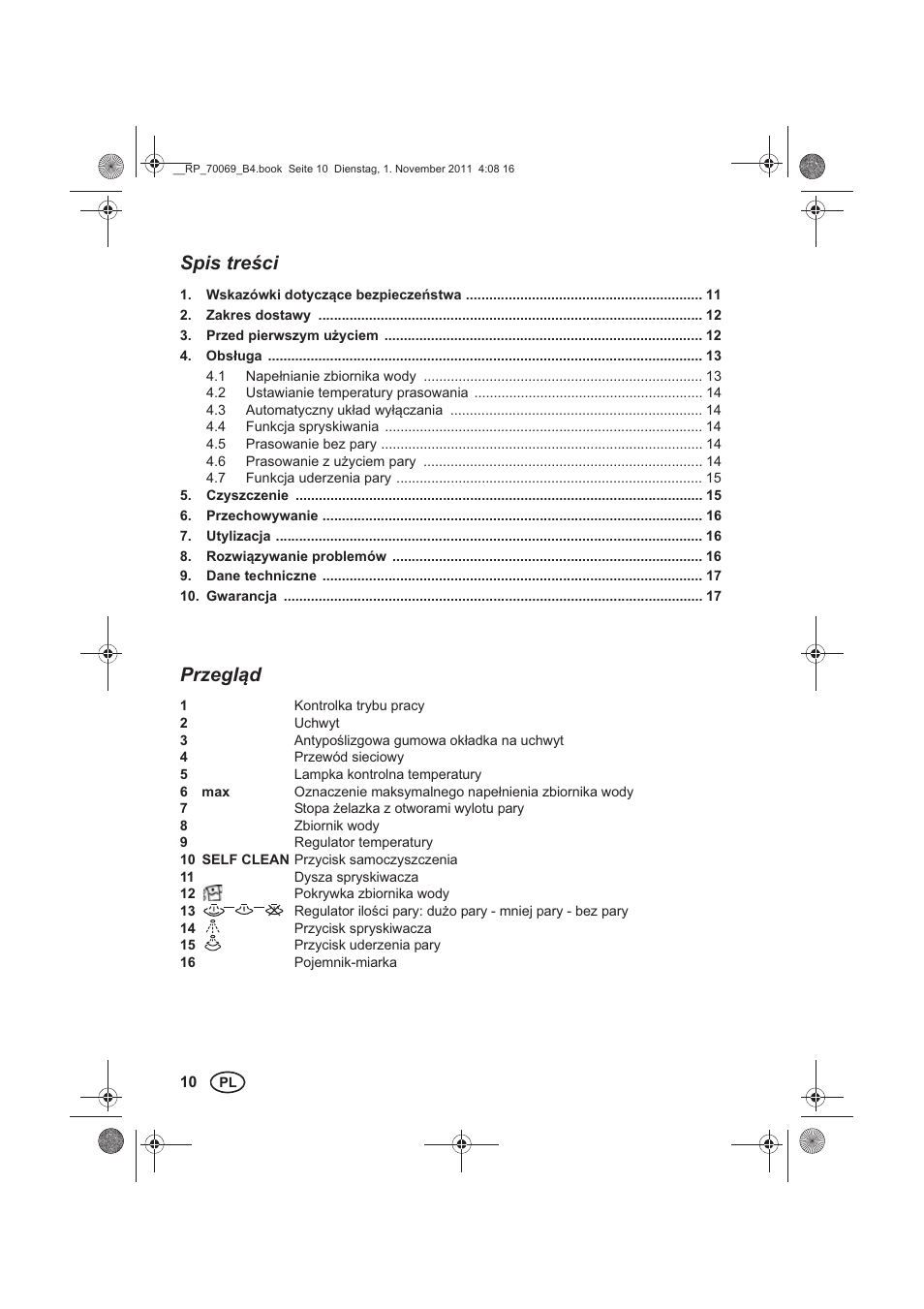 Spis treci, Przegld | Silvercrest SDB 2200 B1 User Manual | Page 12 / 62