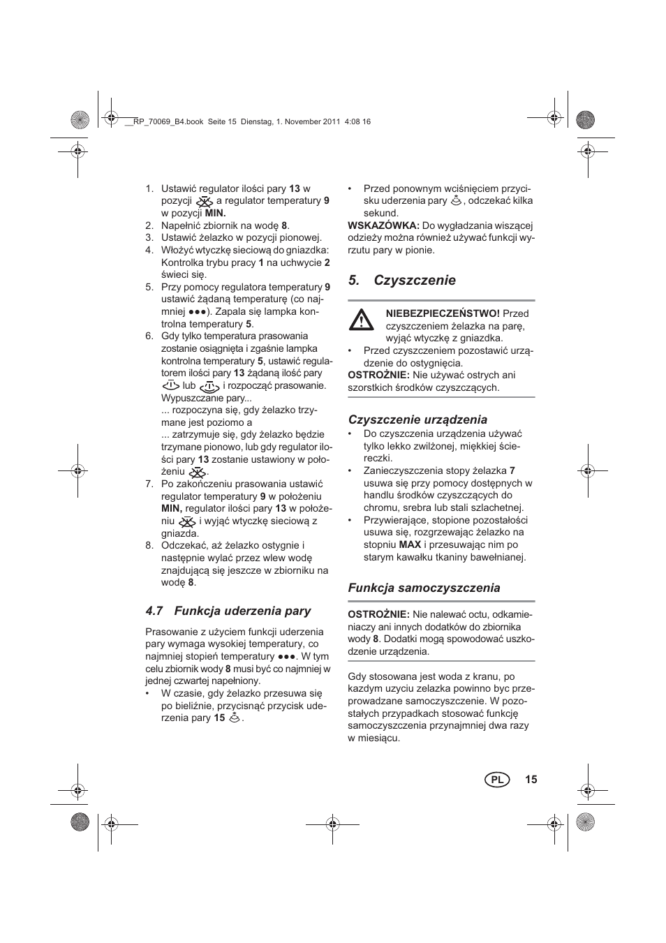 Czyszczenie | Silvercrest SDB 2200 B1 User Manual | Page 17 / 62