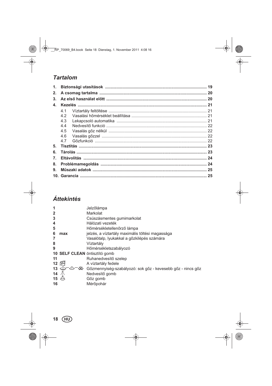 Tartalom, Áttekintés | Silvercrest SDB 2200 B1 User Manual | Page 20 / 62