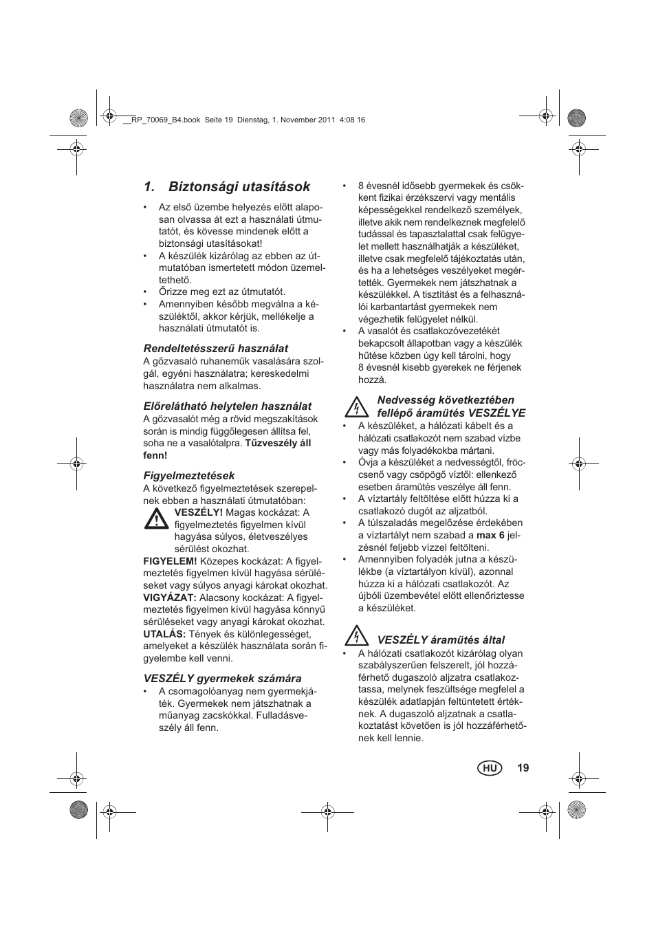 Biztonsági utasítások | Silvercrest SDB 2200 B1 User Manual | Page 21 / 62