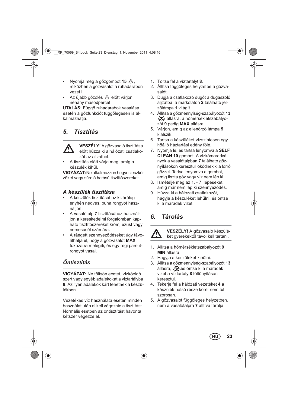 Tisztítás, Tárolás | Silvercrest SDB 2200 B1 User Manual | Page 25 / 62