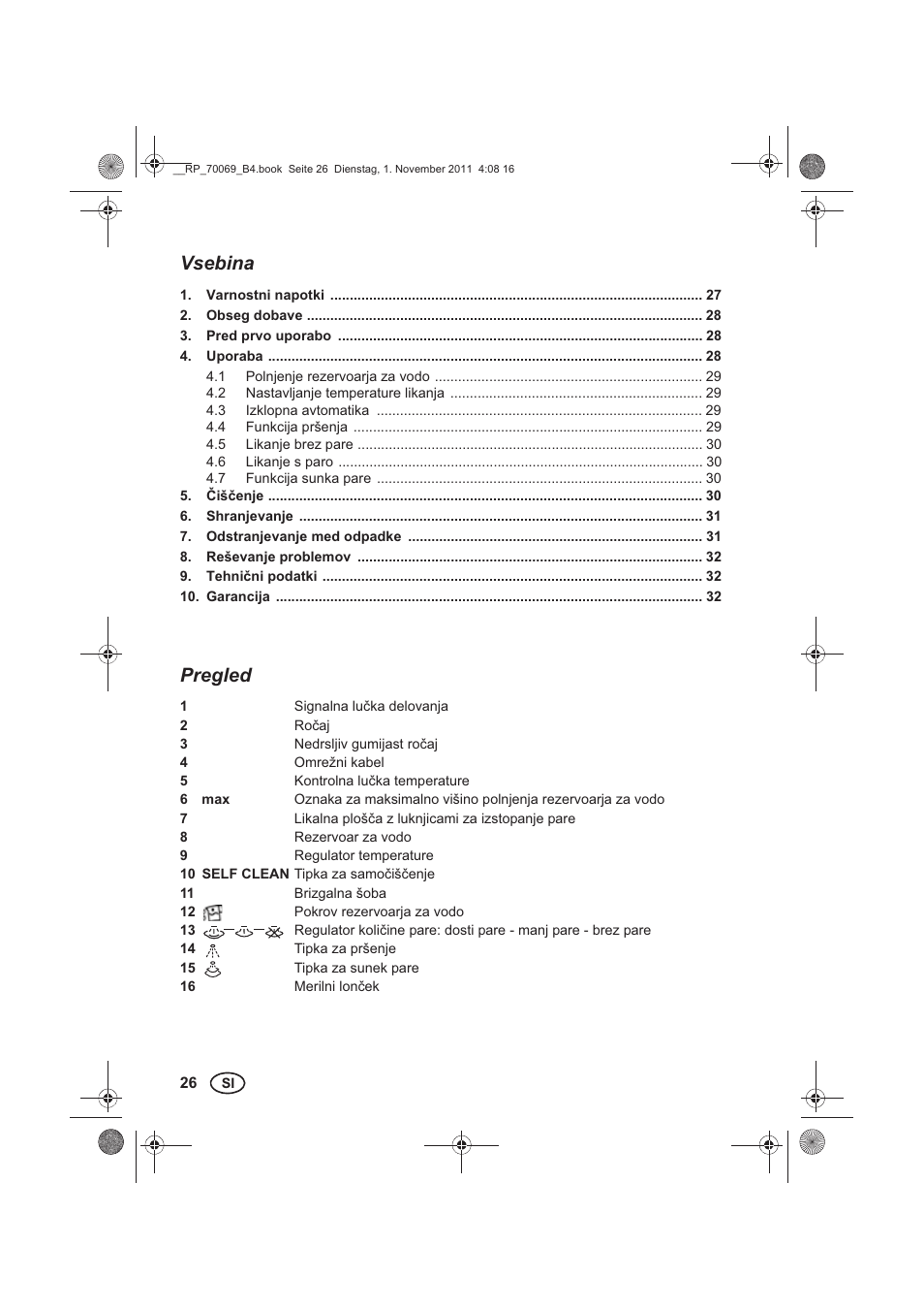 Vsebina, Pregled | Silvercrest SDB 2200 B1 User Manual | Page 28 / 62