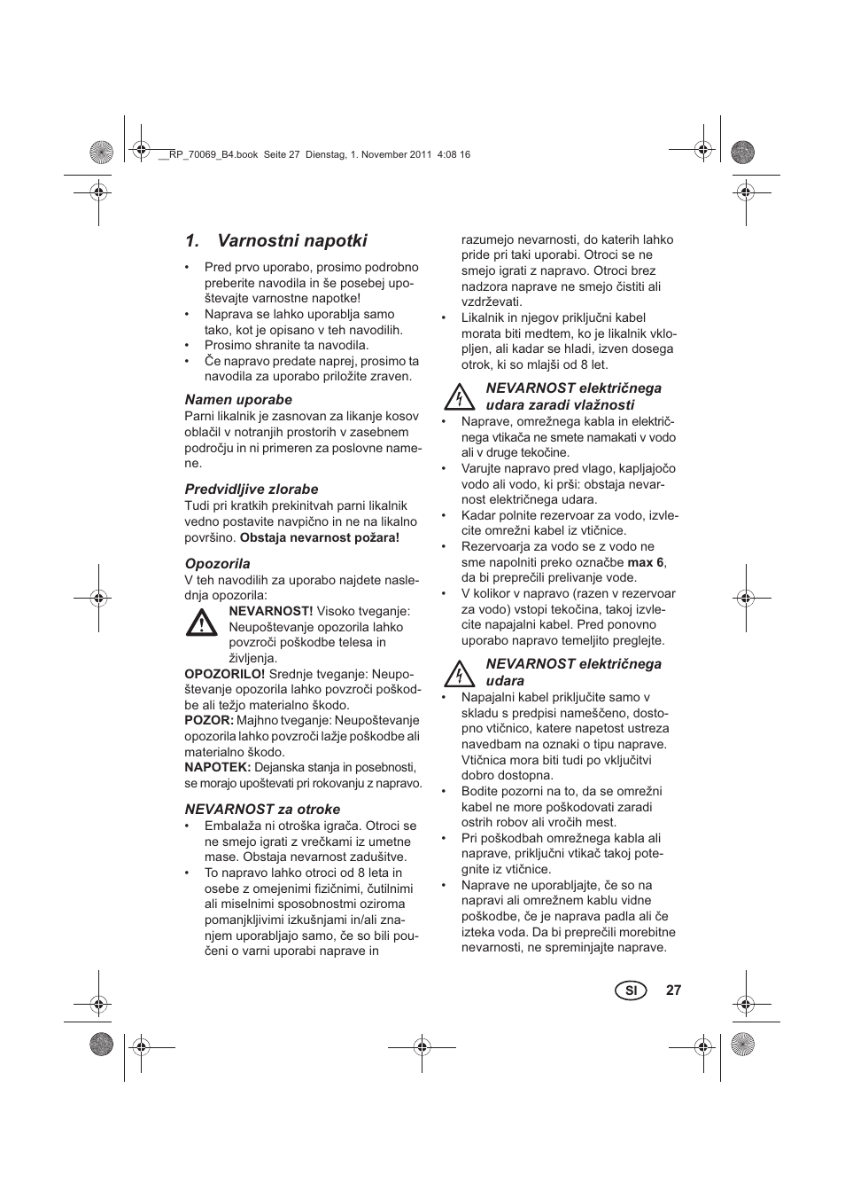 Varnostni napotki | Silvercrest SDB 2200 B1 User Manual | Page 29 / 62
