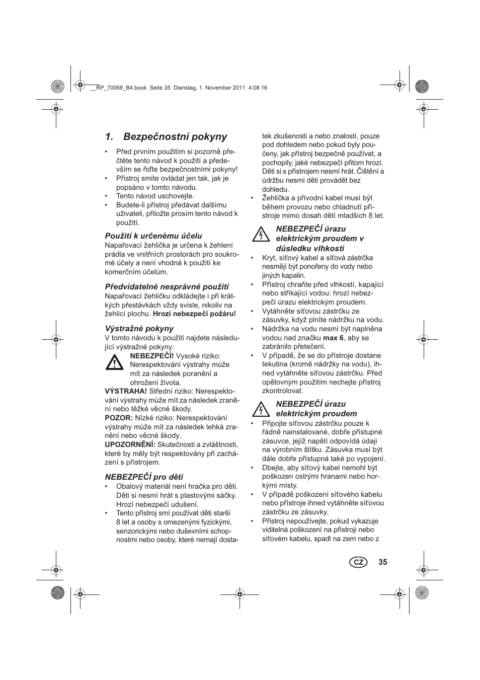 Bezpenostní pokyny | Silvercrest SDB 2200 B1 User Manual | Page 37 / 62