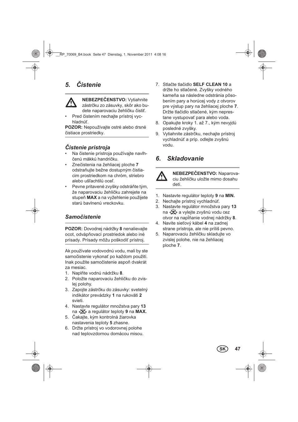 istenie, Skladovanie | Silvercrest SDB 2200 B1 User Manual | Page 49 / 62