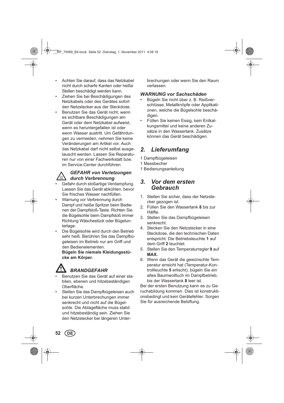 Lieferumfang, Vor dem ersten gebrauch | Silvercrest SDB 2200 B1 User Manual | Page 54 / 62