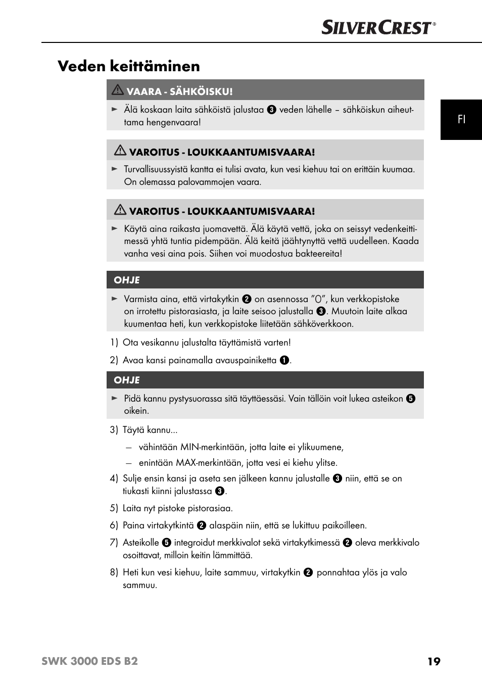 Veden keittäminen | Silvercrest SWK 3000 EDS B2 User Manual | Page 22 / 76